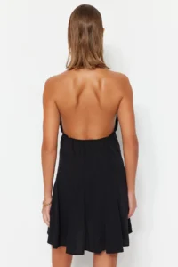 TRENDYOLMİLLA Black Weaving Low-cut back Beach Mini Dress - Image 6