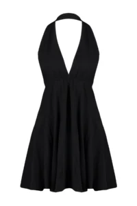 TRENDYOLMİLLA Black Weaving Low-cut back Beach Mini Dress - Image 7