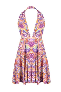 TRENDYOLMİLLA Abstract Patterned Weaving Low-cut back Beach Mini Dress - Image 7