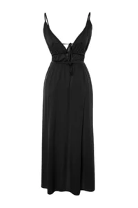 TRENDYOLMİLLA beachwear Black Weaving Shirred Maxi Dress - Image 8