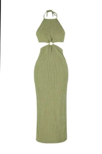 TRENDYOLMİLLA Striped Knitting Accessory Detailed Beach Midi Dress - Image 7