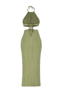 TRENDYOLMİLLA Striped Knitting Accessory Detailed Beach Midi Dress - Image 8
