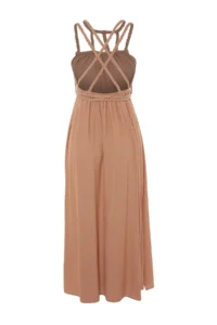 TRENDYOLMİLLA Brown Weaving Low-cut back Beach Midi Dress - Image 8
