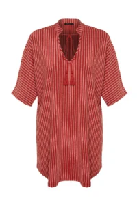 TRENDYOLMİLLA Striped Knitting Tassel Beach Mini Dress - Image 12