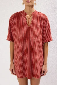 TRENDYOLMİLLA Striped Knitting Tassel Beach Mini Dress - Image 3