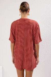 TRENDYOLMİLLA Striped Knitting Tassel Beach Mini Dress - Image 5