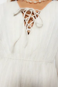 TRENDYOLMİLLA Ecru Weaving Binding Detailed Beach Mini Dress - Image 5