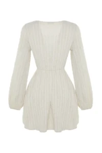 TRENDYOLMİLLA Ecru Weaving Binding Detailed Beach Mini Dress - Image 8