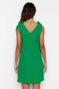 TRENDYOLMİLLA beachwear Green Weaving Binding Detailed Mini Dress - Image 5