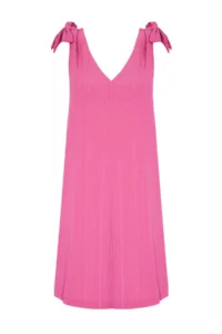 TRENDYOLMİLLA beachwear Fuchsia Weaving Binding Detailed Mini Dress - Image 6