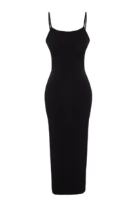 TRENDYOLMİLLA beachwear Black Knitting Low-cut back Maxi Dress - Image 7