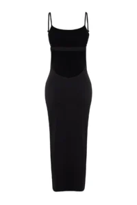 TRENDYOLMİLLA beachwear Black Knitting Low-cut back Maxi Dress - Image 8