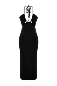 TRENDYOLMİLLA beachwear Black Knitting Cut Out Maxi Dress - Image 7