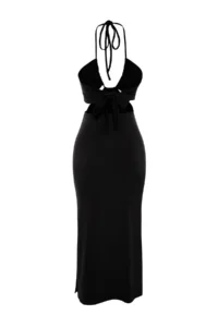 TRENDYOLMİLLA beachwear Black Knitting Cut Out Maxi Dress - Image 8