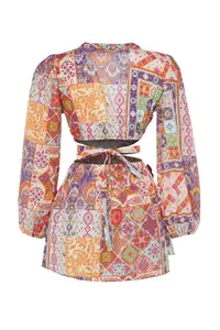 TRENDYOLMİLLA beachwear 100% Cotton Ethnic Patterned Weaving Cut Out Mini Dress - Image 8