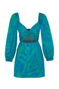 TRENDYOLMİLLA beachwear 100% Cotton Abstract Patterned Weaving Cut Out Mini Dress - Image 7