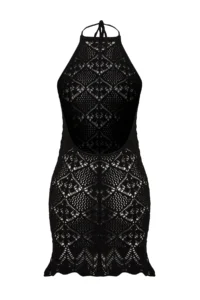 TRENDYOLMİLLA Black Knitting Low-cut back Beach Mini Dress - Image 6