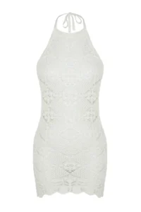 TRENDYOLMİLLA Ecru Knitting Low-cut back Beach Mini Dress - Image 6