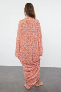 TRENDYOLMİLLA Floral Wide Pattern Maxi Weaving Ruffle / Drape Beach Dress - Image 5