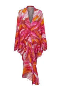 TRENDYOLMİLLA Abstract Patterned Wide Pattern Maxi Weaving Shirred Beach Dress - Image 7