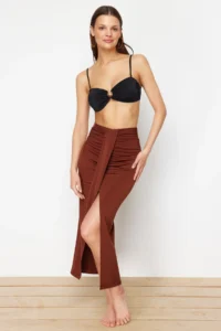 TRENDYOLMiLLA beachwear Brown DokumaMaxi Skirt