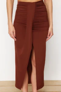 TRENDYOLMiLLA beachwear Brown DokumaMaxi Skirt - Image 4