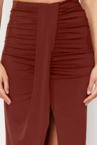 TRENDYOLMiLLA beachwear Brown DokumaMaxi Skirt - Image 5