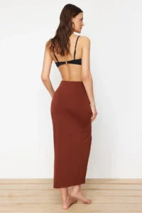 TRENDYOLMiLLA beachwear Brown DokumaMaxi Skirt - Image 6