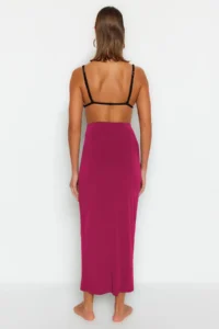 TRENDYOLMiLLA Burgundy Weaving Maxi Beach Skirt - Image 5