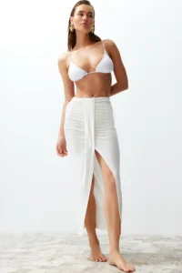 TRENDYOLMiLLA beachwear Ecru Weaving Maxi Skirt - Image 2
