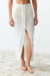 TRENDYOLMiLLA beachwear Ecru Weaving Maxi Skirt - Image 4