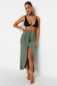 TRENDYOLMiLLA Khaki Weaving Maxi Beach Skirt