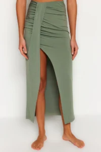 TRENDYOLMiLLA Khaki Weaving Maxi Beach Skirt - Image 2