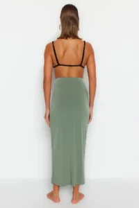 TRENDYOLMiLLA Khaki Weaving Maxi Beach Skirt - Image 6
