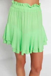 TRENDYOLMiLLA Green Mini Weaving Frilly Beach Skirt - Image 4