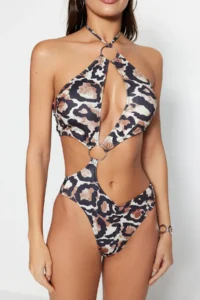 TRENDYOLMİLLA Leopard Patterned with accessories Barbell Collar Covered brazilian Mayokini - Image 3