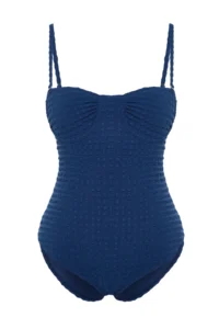 TRENDYOLMİLLA Navy Blue balconette Covered textured hipster Swimsuit - Image 6