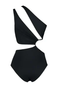 TRENDYOLMİLLA Black Tunnelated One Shoulder Covered Regular Swimsuit - Image 7