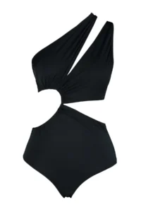TRENDYOLMİLLA Black Tunnelated One Shoulder Covered Regular Swimsuit - Image 8