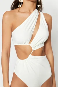 TRENDYOLMİLLA Ecru tunnelled One Shoulder Covered Regular Mayokini - Image 5