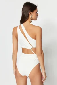 TRENDYOLMİLLA Ecru tunnelled One Shoulder Covered Regular Mayokini - Image 7