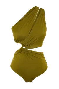 TRENDYOLMİLLA Khaki tunnelled One Shoulder Covered Regular Mayokini - Image 7