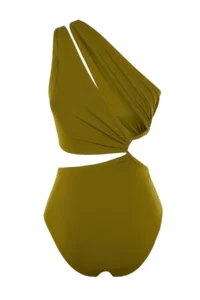 TRENDYOLMİLLA Khaki tunnelled One Shoulder Covered Regular Mayokini - Image 8