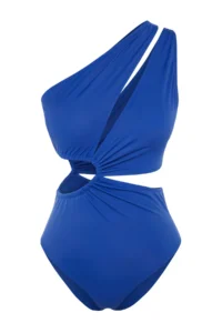 TRENDYOLMİLLA Saks Blue tunnelled One Shoulder Covered Regular Mayokini - Image 6
