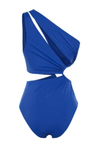 TRENDYOLMİLLA Saks Blue tunnelled One Shoulder Covered Regular Mayokini - Image 8