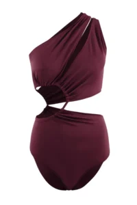TRENDYOLMİLLA Plum tunnelled One Shoulder Covered Regular Mayokini