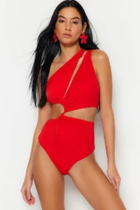 TRENDYOLMİLLA Dark Rejection tunnelled One Shoulder Covered Regular Mayokini
