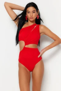 TRENDYOLMİLLA Dark Rejection tunnelled One Shoulder Covered Regular Mayokini - Image 2