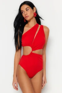 TRENDYOLMİLLA Dark Rejection tunnelled One Shoulder Covered Regular Mayokini - Image 3