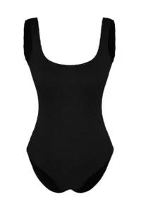 TRENDYOLMİLLA Black textured Square Neck Covered Regular Swimsuit - Image 7